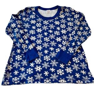 EUC - Hanna Andersson Pajama Top - Size Women’s XL, Blue Snowflake